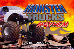 Monster Trucks title screen for GameBoy Advance